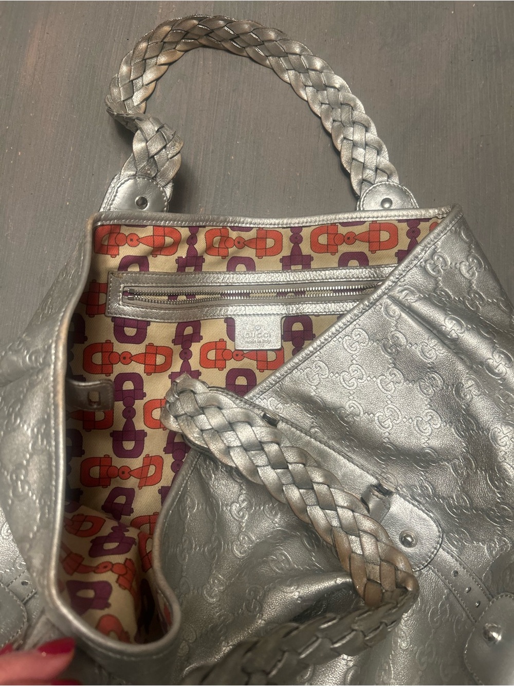 Y2K Large Stunning horse bit embellished monogram embossed leather - Picture 6 of 16